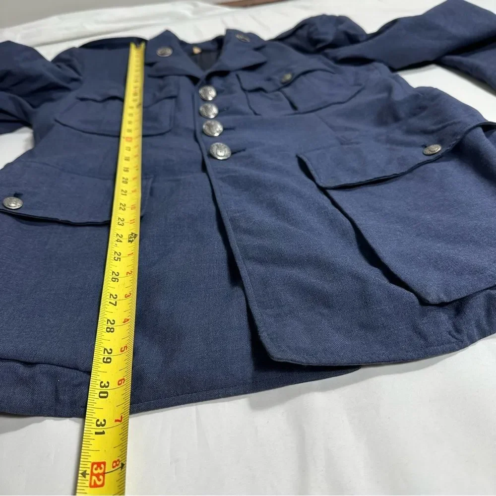 Vintage US Air Force USAF Service Dress Coat Mens 40R Wool Blue Uniform Jacket